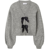 Name It Grey Melange Black Bow Nkfrina Ls Stickad Card Noos