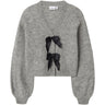 Name It Grey Melange Black Bow Nkfrina Ls Stickad Card Noos