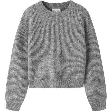 Name It Grey Melange Nkfholly Ls Boxy Kort Stickad Noos