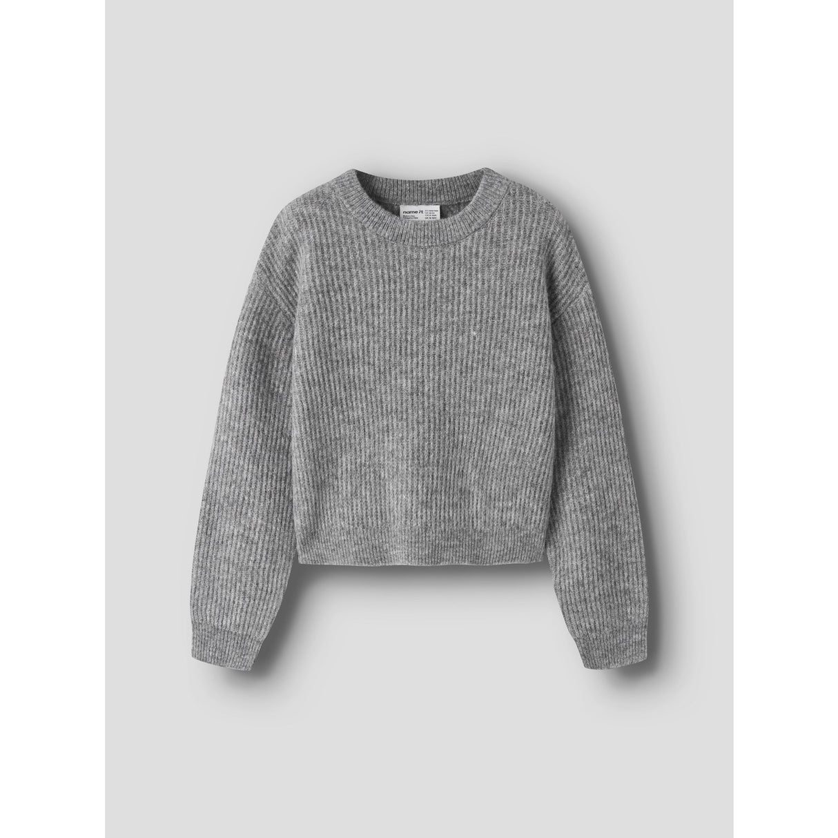 Name It Grey Melange Nkfholly Ls Boxy Kort Stickad Noos