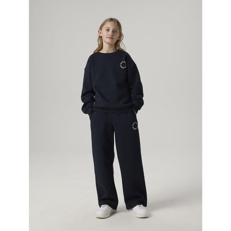 Name It Black Antique White Print Nkfria Wide Sweat Byxor Bru Noos