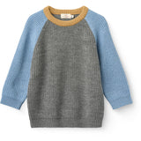 COPENHAGEN COLORS Grey Melange Comb. Merino Rib Stickad Blus