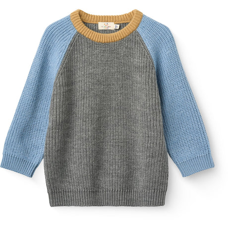 COPENHAGEN COLORS Grey Melange Comb. Merino Rib Stickad Blus