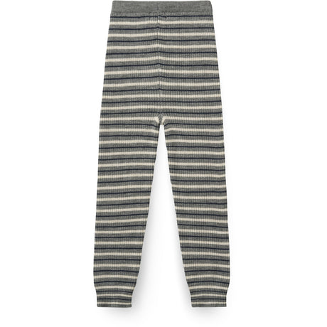 COPENHAGEN COLORS Grey Stripe Merino Classic Rib Leggings Med Drawstrings