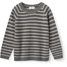 COPENHAGEN COLORS Grey Stripe Merino Classic Rib Blus