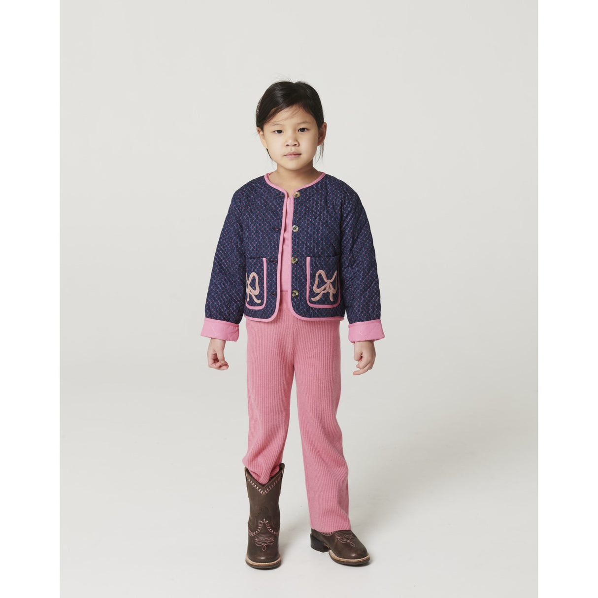 COPENHAGEN COLORS Blossom Pink Merino Wide Rib Byxor