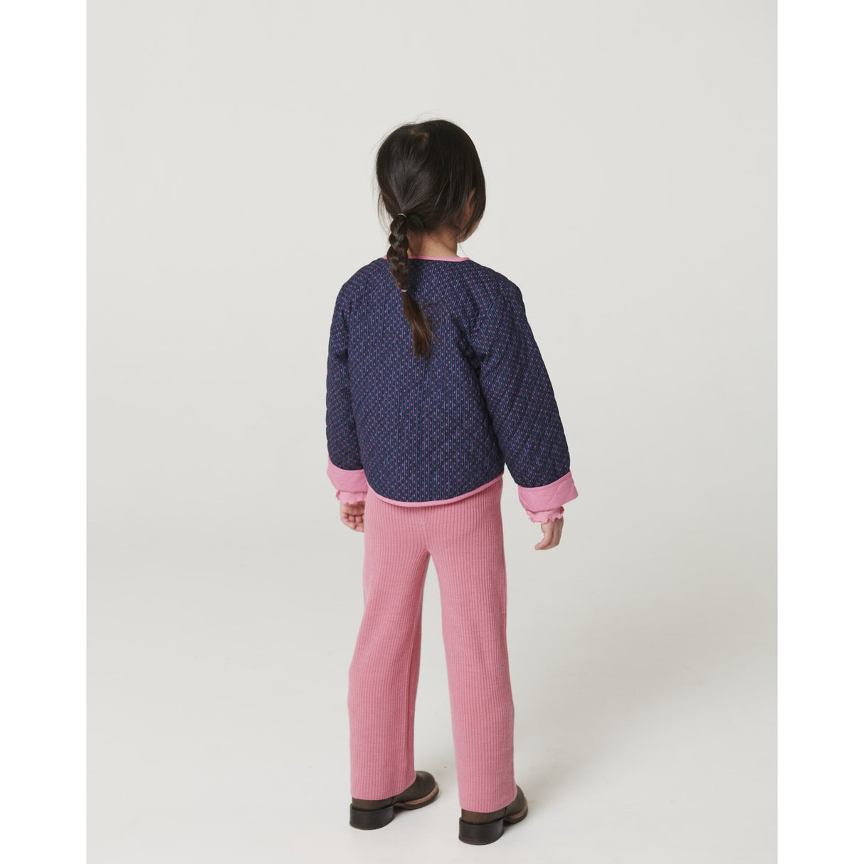 COPENHAGEN COLORS Blossom Pink Merino Wide Rib Byxor