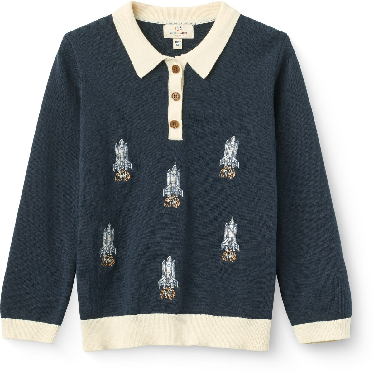 COPENHAGEN COLORS Navy Rocket Comb. Pikétröja M/ Embroidery