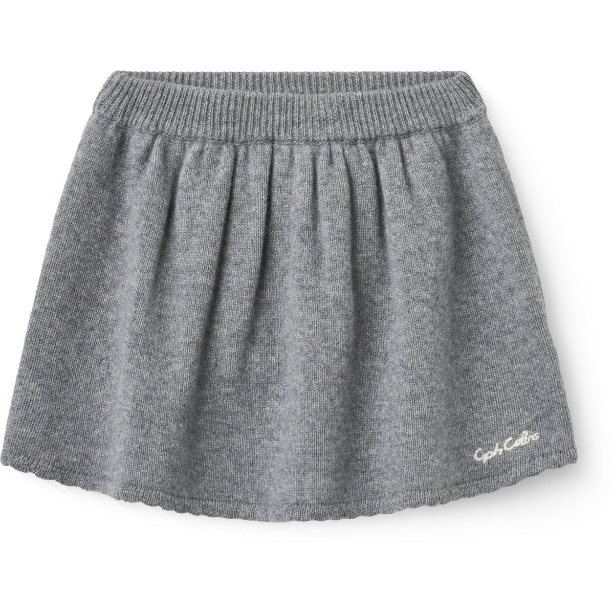 COPENHAGEN COLORS Grey Mel. Cashmere Kjol M/ Emb.