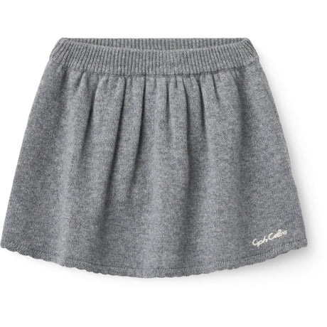 COPENHAGEN COLORS Grey Mel. Cashmere Kjol M/ Emb.