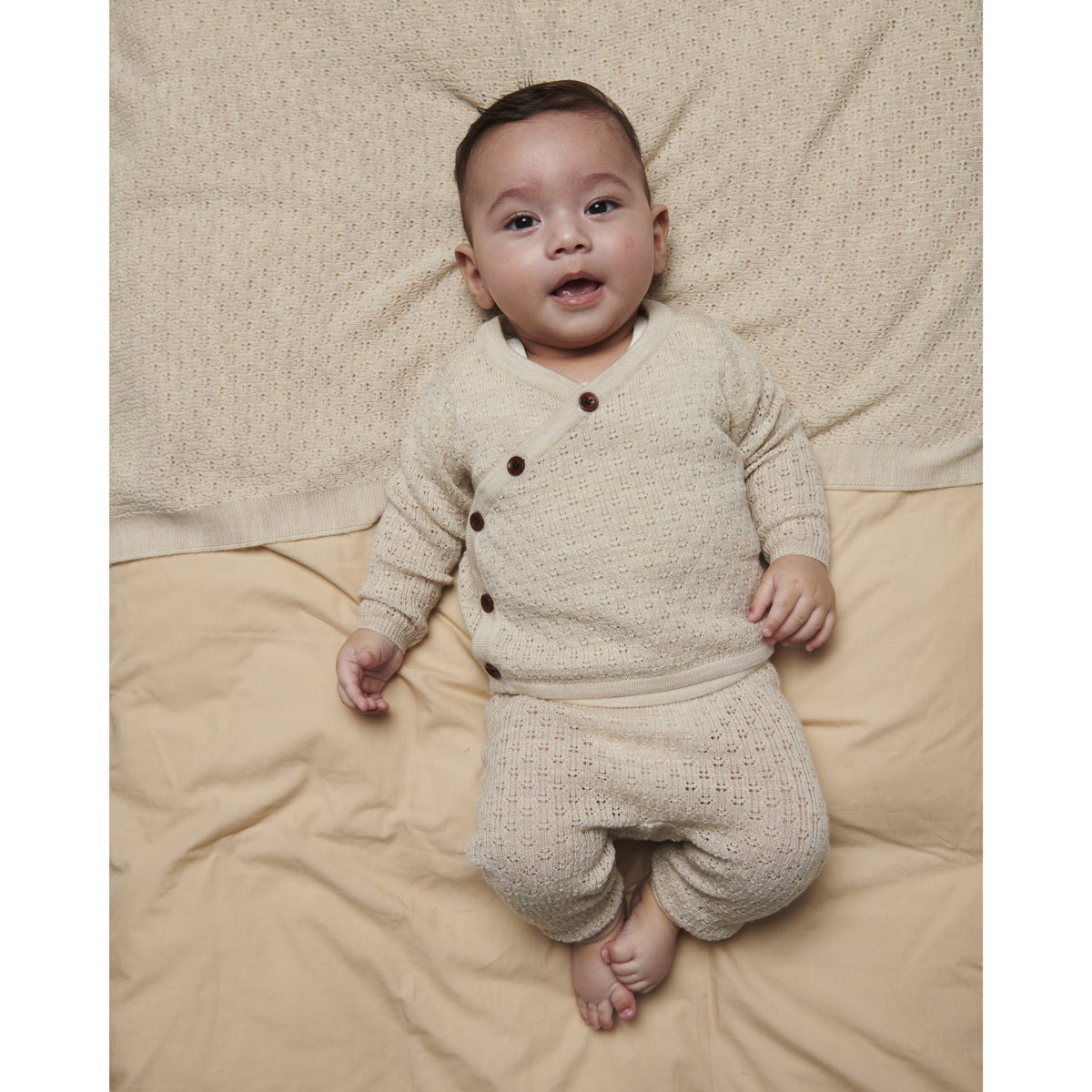 COPENHAGEN COLORS Pale Cream Melange Merino Pattern Baby Leggings