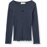 COPENHAGEN COLORS Navy Modal Rib Ls T-Shirt M/ Heart Hole Pattern