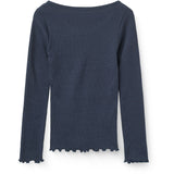 COPENHAGEN COLORS Navy Modal Rib Ls T-Shirt M/ Heart Hole Pattern
