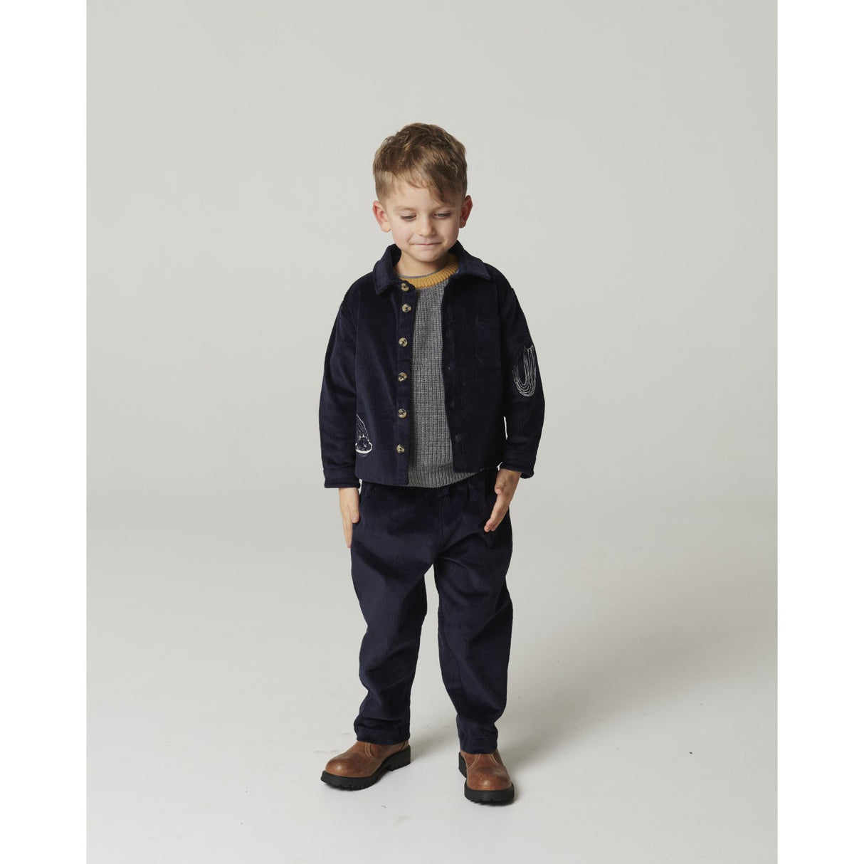 COPENHAGEN COLORS Navy Corduroy Overshirt M/ Emb.