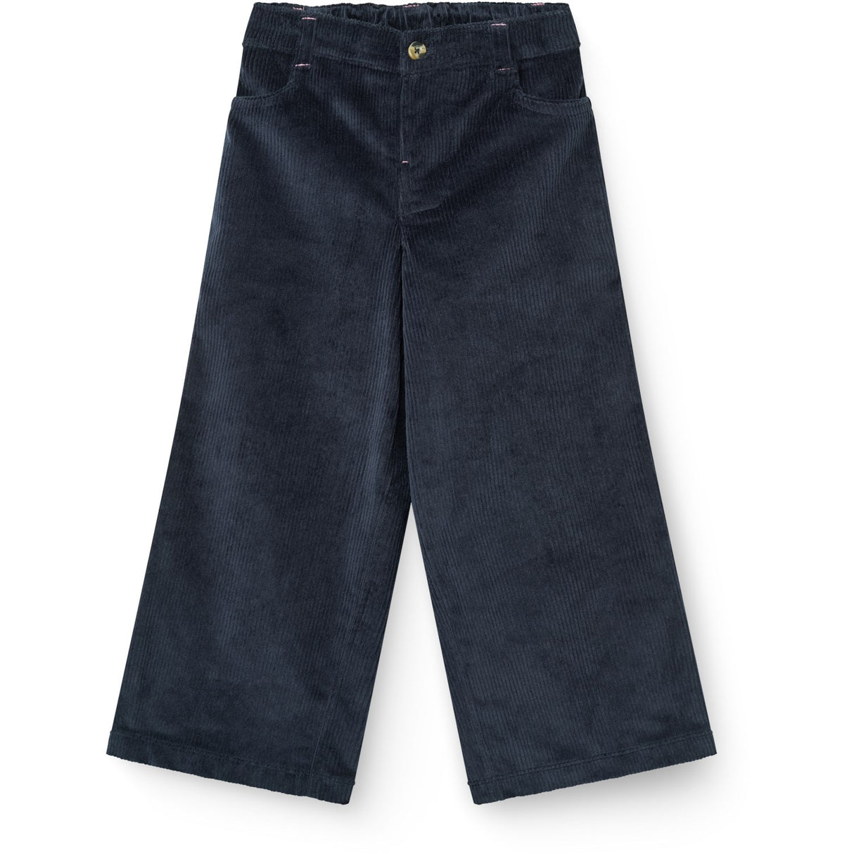 COPENHAGEN COLORS Navy Corduroy Pant M/ Wide Leg & Emb. On Backside Lomme