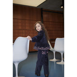 COPENHAGEN COLORS Navy Corduroy Pant M/ Wide Leg & Emb. On Backside Lomme