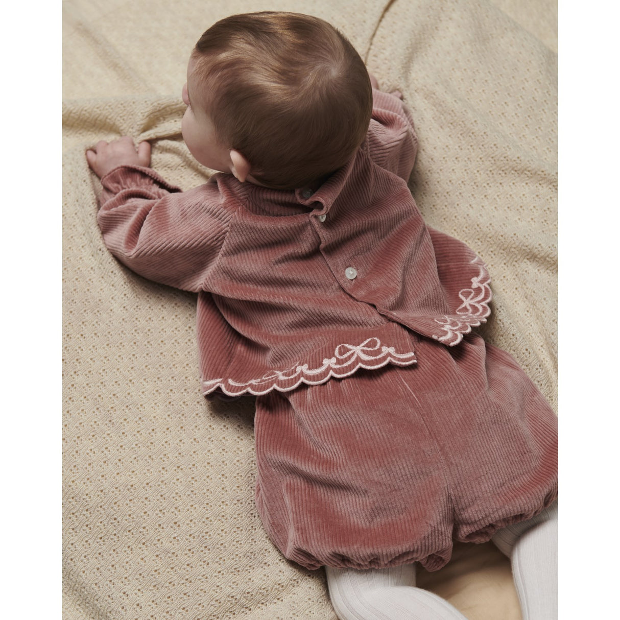 COPENHAGEN COLORS Winter Rose Corduroy Baby Sett M/ Emb.