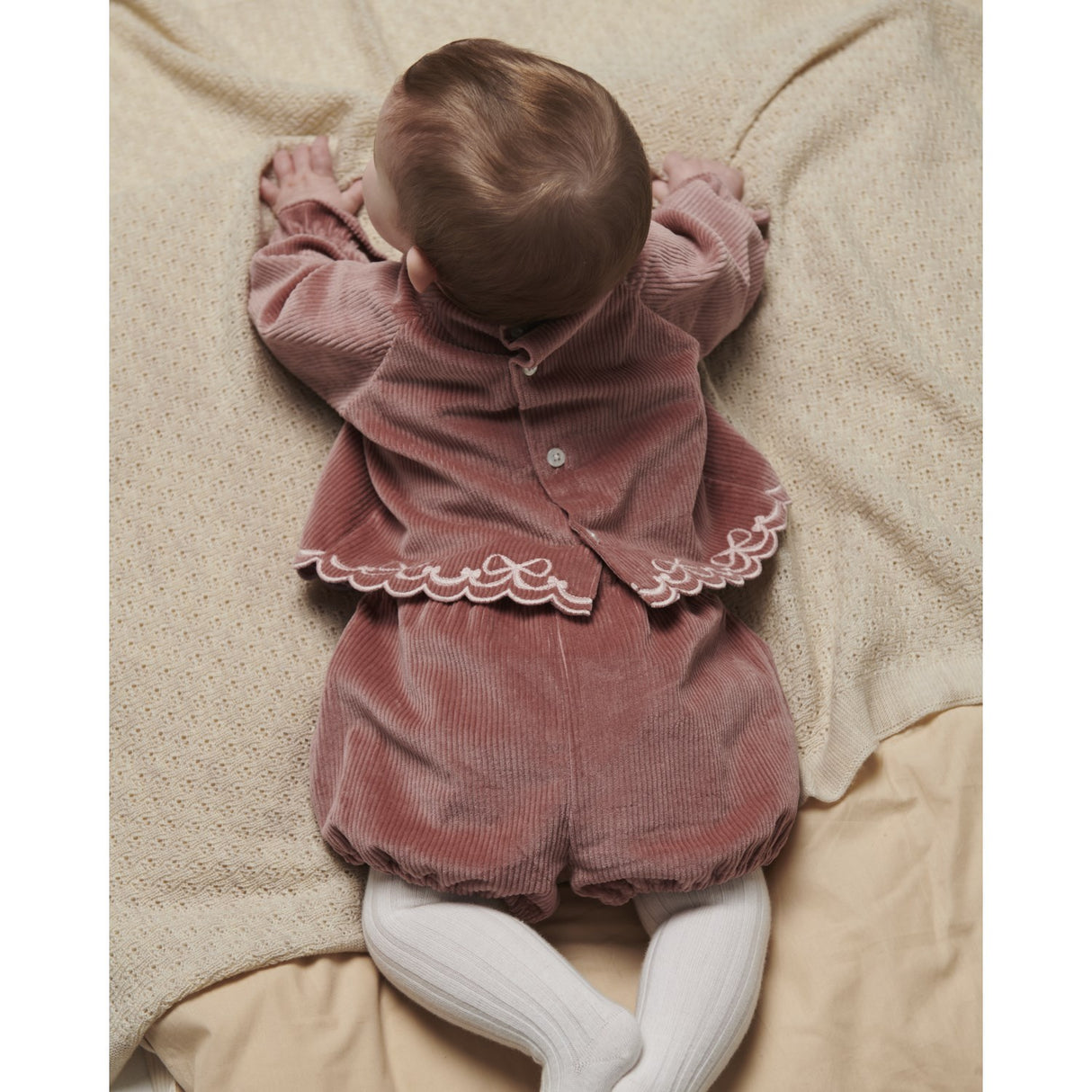 COPENHAGEN COLORS Winter Rose Corduroy Baby Sett M/ Emb.