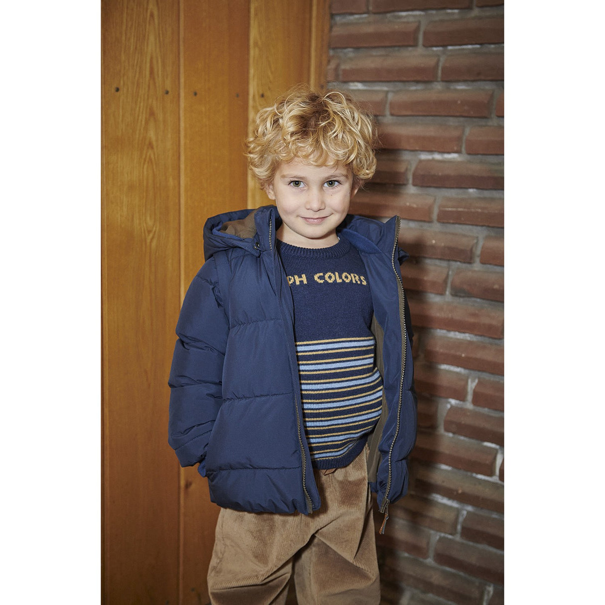 COPENHAGEN COLORS Navy Comb. Striped Merino Sweater