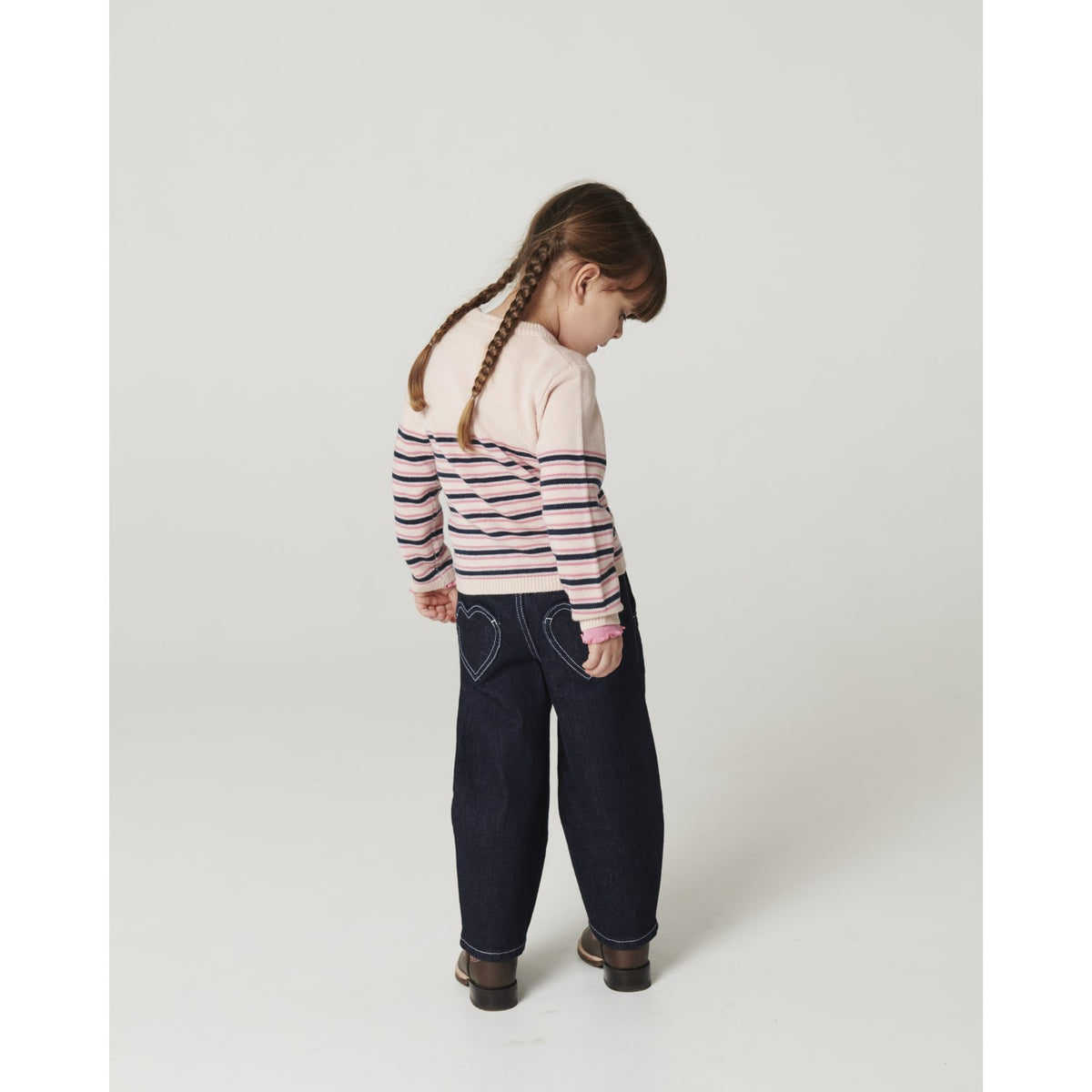 COPENHAGEN COLORS Soft Pink Comb. Striped Merino Sweater
