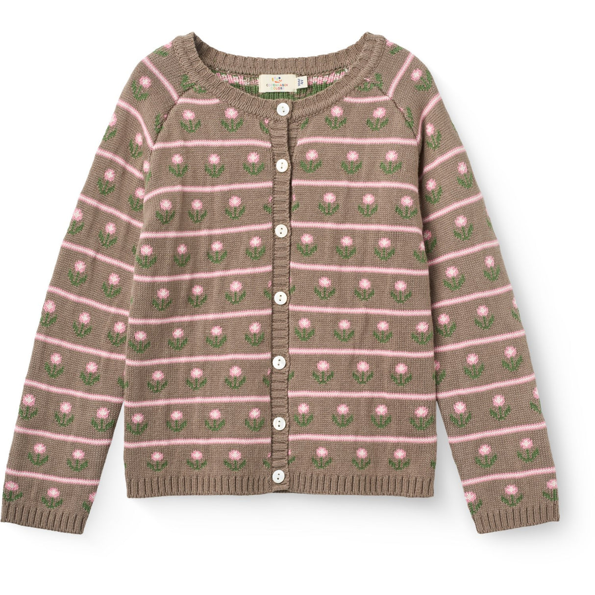 COPENHAGEN COLORS Walnut Flower Stickad Flower Pattern Cardigan