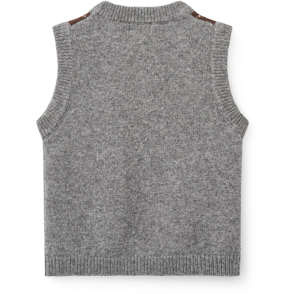 COPENHAGEN COLORS Grey Mel./Dk. Brown/Navy Comb. Argyle Stickad Väst