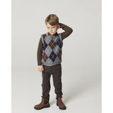 COPENHAGEN COLORS Grey Mel./Dk. Brown/Navy Comb. Argyle Stickad Väst