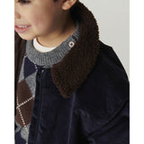 COPENHAGEN COLORS Grey Mel./Dk. Brown/Navy Comb. Argyle Stickad Pullover
