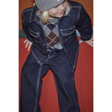 COPENHAGEN COLORS Grey Mel./Dk. Brown/Navy Comb. Argyle Stickad Pullover