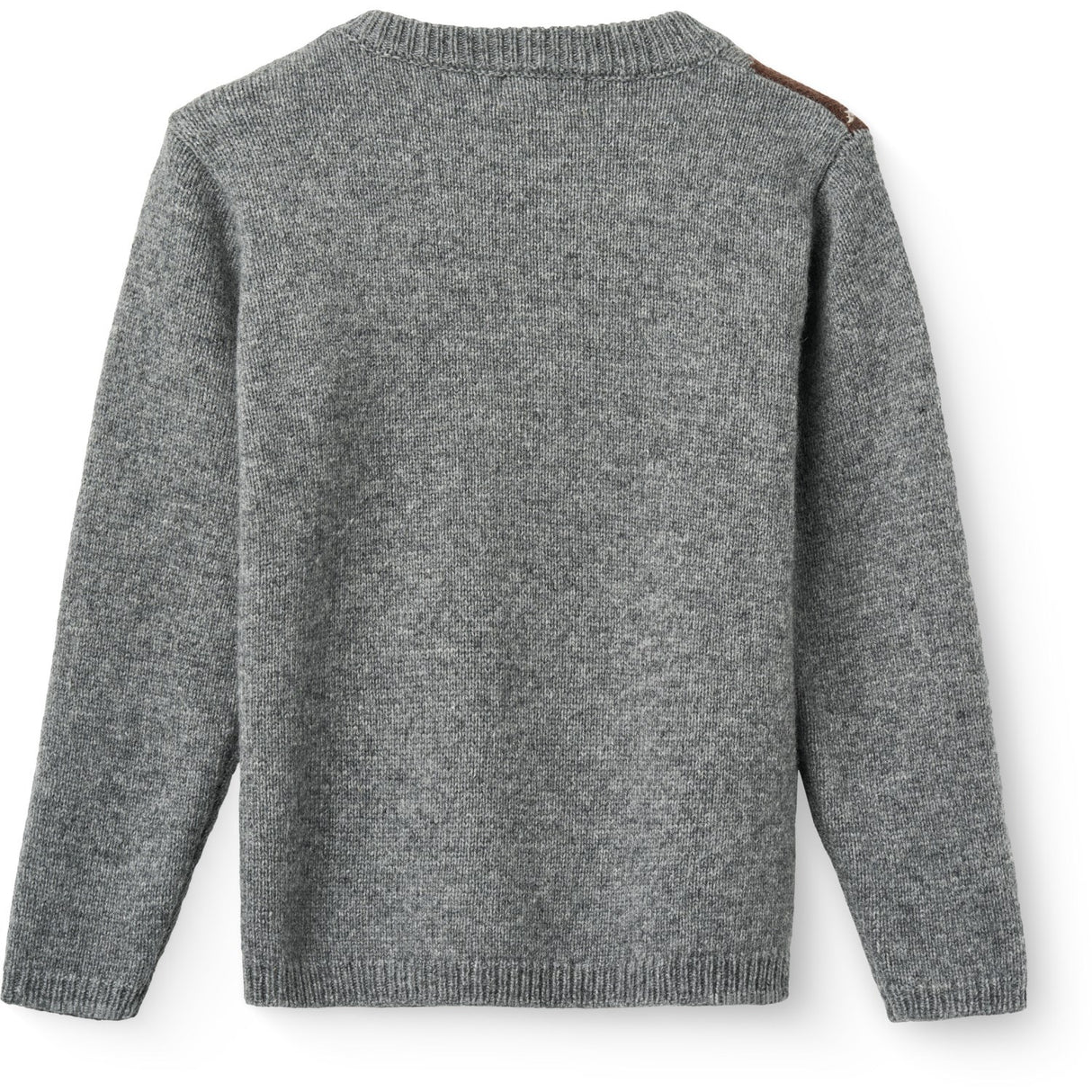 COPENHAGEN COLORS Grey Mel./Dk. Brown/Navy Comb. Argyle Stickad Pullover