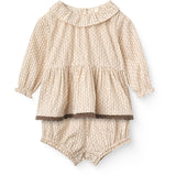 COPENHAGEN COLORS Sand Flower Print Twill Aop Baby Sett Blus & Bloomers