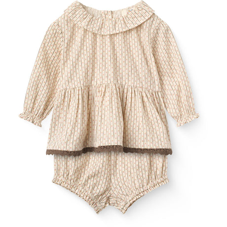 COPENHAGEN COLORS Sand Flower Print Twill Aop Baby Sett Blus & Bloomers