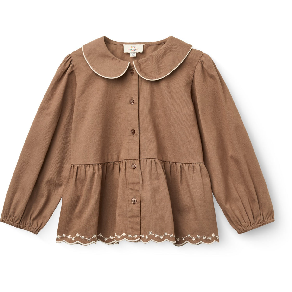COPENHAGEN COLORS Walnut Twill Blus M/ Embroidery