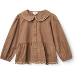 COPENHAGEN COLORS Walnut Twill Blus M/ Embroidery