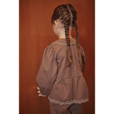 COPENHAGEN COLORS Walnut Twill Blus M/ Embroidery