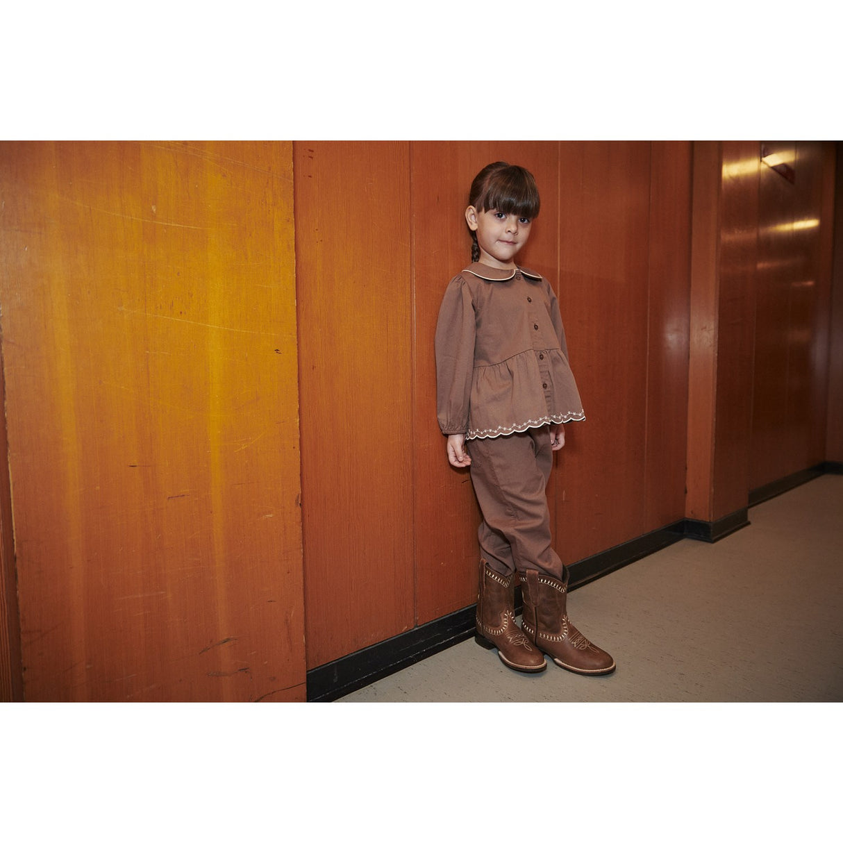 COPENHAGEN COLORS Walnut Twill Blus M/ Embroidery