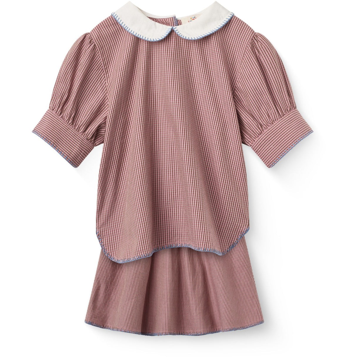 COPENHAGEN COLORS Winter Rose Check Comb. Checkered Blus Och Kjol Sett