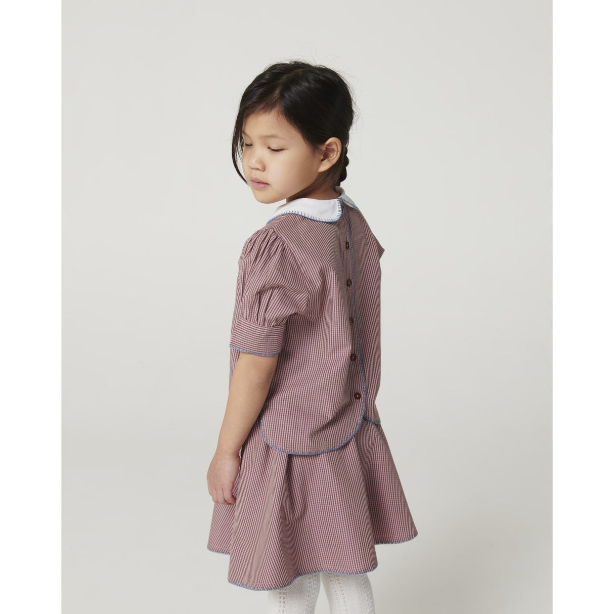 COPENHAGEN COLORS Winter Rose Check Comb. Checkered Blus Och Kjol Sett