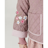 COPENHAGEN COLORS Winter Rose Check Comb. Checkered Quiltad Jacka M/ Embroidery