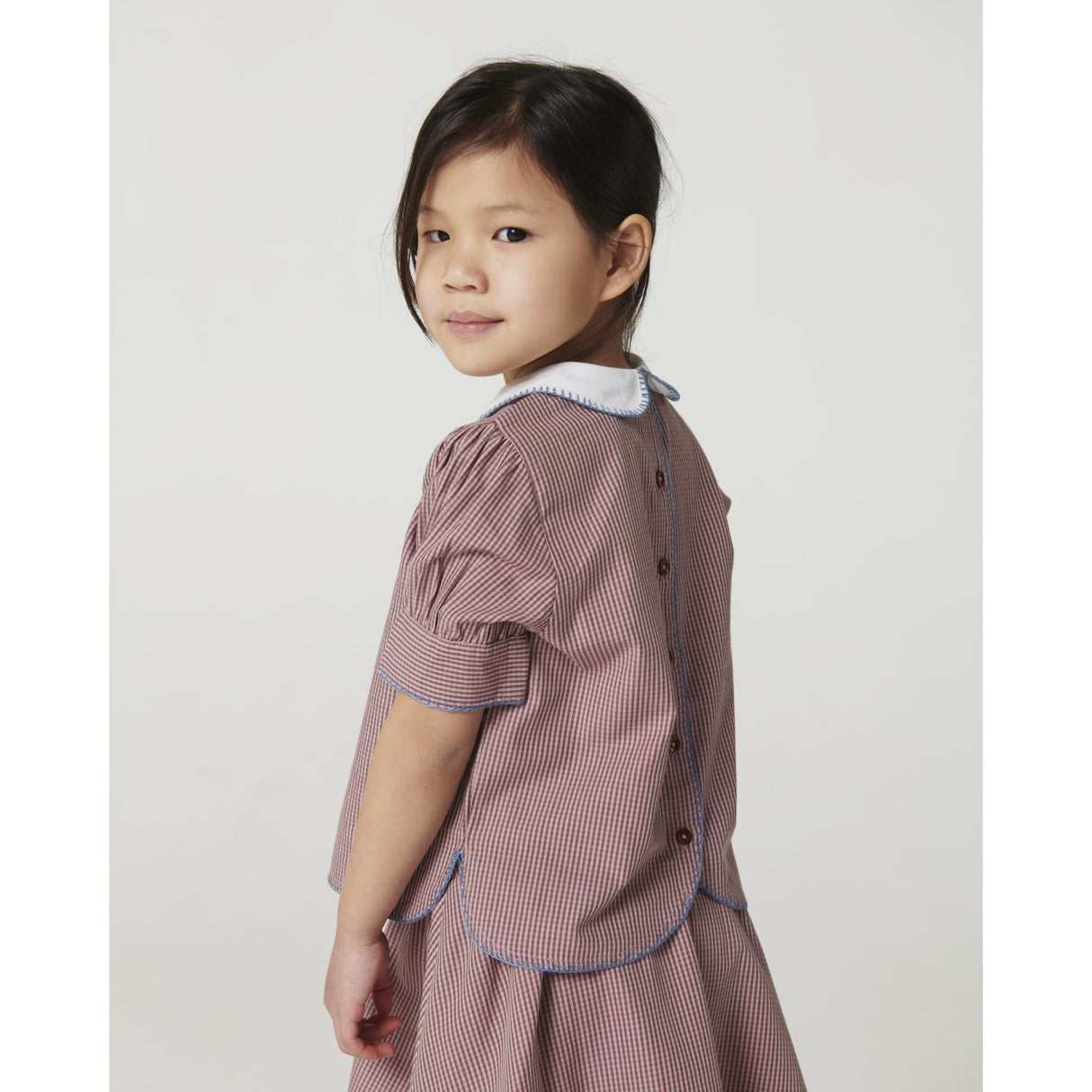 COPENHAGEN COLORS Winter Rose Check Comb. Checkered Blus Och Kjol Sett