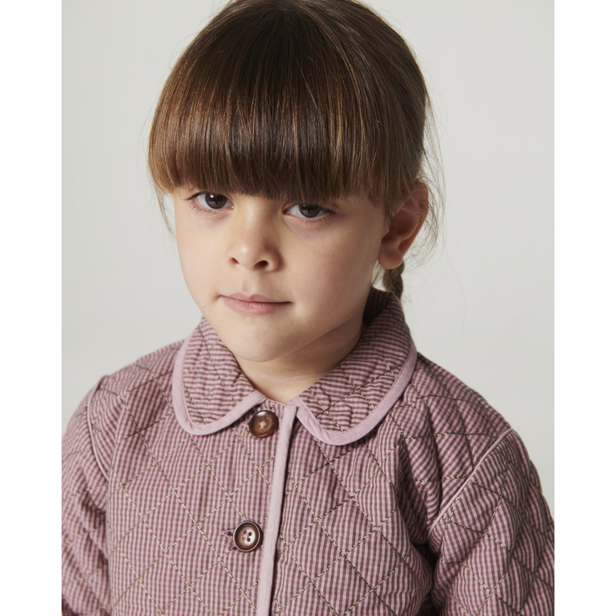 COPENHAGEN COLORS Winter Rose Check Comb. Checkered Quiltad Jacka M/ Embroidery