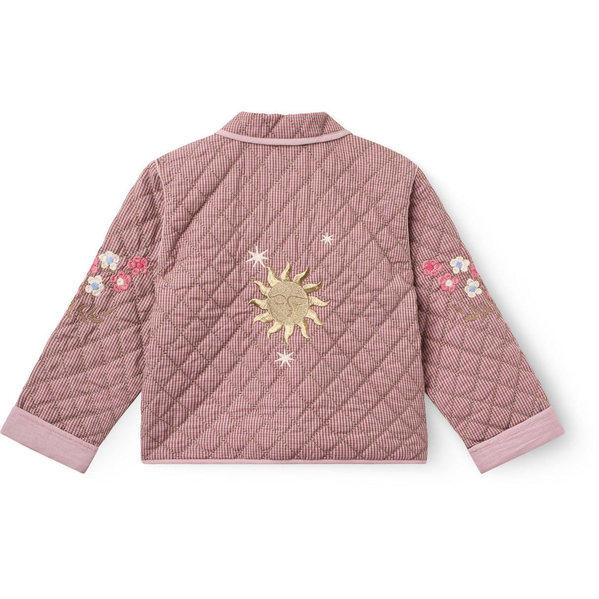 COPENHAGEN COLORS Winter Rose Check Comb. Checkered Quiltad Jacka M/ Embroidery