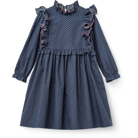COPENHAGEN COLORS Navy Flower Aop Printed Frill Klänning