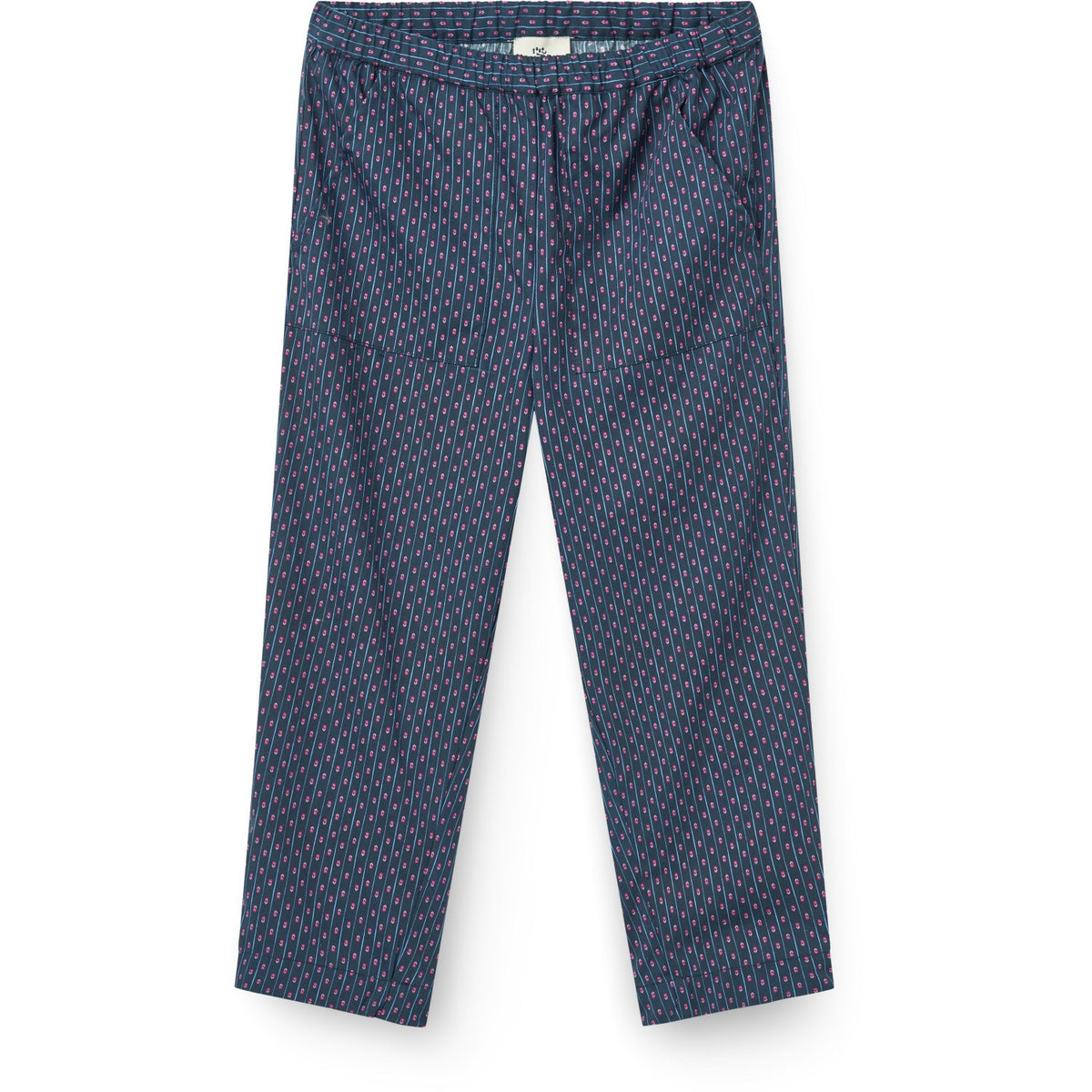 COPENHAGEN COLORS Navy Flower Aop Printed Navy Flower Byxor