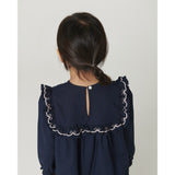 COPENHAGEN COLORS Navy Comb. Klänning M/ Frill & Embroidery