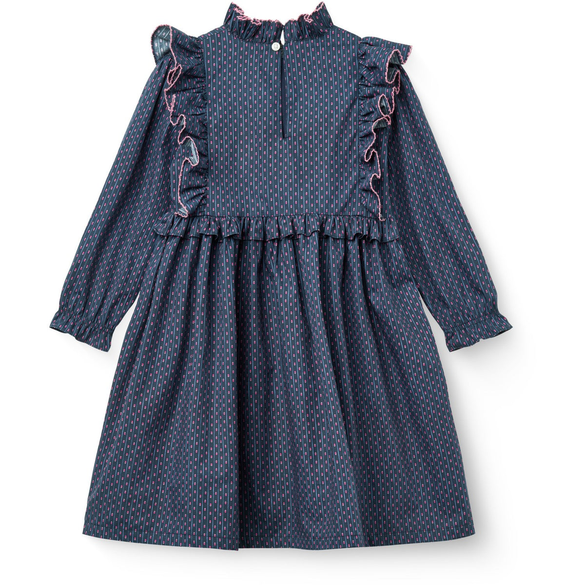 COPENHAGEN COLORS Navy Flower Aop Printed Frill Klänning