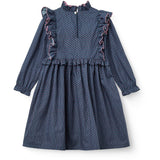 COPENHAGEN COLORS Navy Flower Aop Printed Frill Klänning