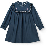 COPENHAGEN COLORS Navy Comb. Klänning M/ Frill & Embroidery