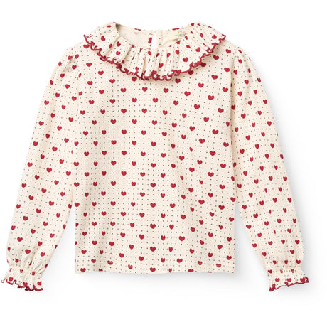 COPENHAGEN COLORS Heart Comb. Crepe Ls Topp M/ Frill Krage