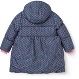 COPENHAGEN COLORS Navy Flower Aop Puffer Long Frill Jacka M/ Teddy Lining